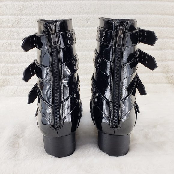 Wicked Warlock Patent Multi Strap Men's Goth Dress Boots - Picture 6 of 11